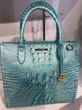 Brahmin lg Caroline Dusty blue Croc-Embossed Satchel